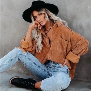 Vici Kamryn Corduroy Button Down Pocket Top